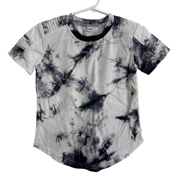 Posh Kiddos White & Black Tie Dye Biker Shirt Size 12 Months - Picture 1 of 3